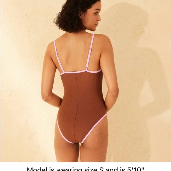 Wild Fable Chocolate One-Piece with Pink Straps - Picture 2 of 8